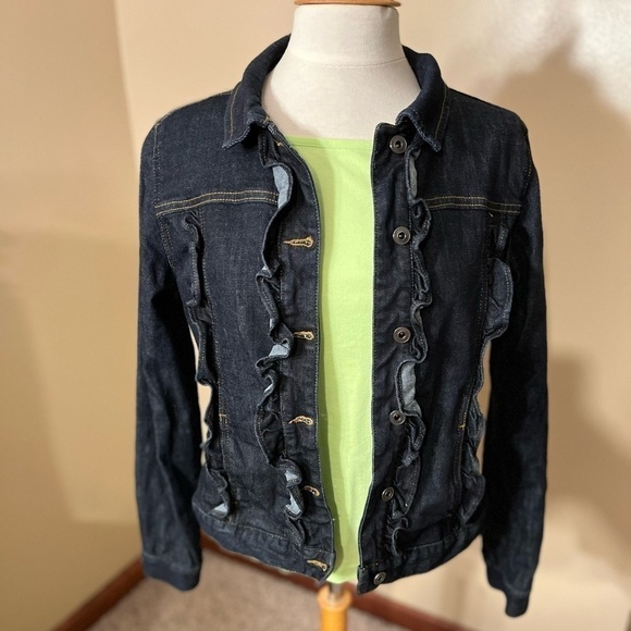 Tommy Hilfiger Denim Ruffled Jacket Sz M EUC - Picture 2 of 6